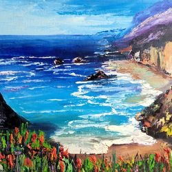 Big Sur Painting Beach Original Art California Seascape Impasto Oil Painting