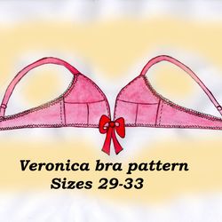 Front clasp bra pattern plus size, Veronica,Size29-33, Bow bra pattern, Front closure bra pattern, Front tie bra pattern