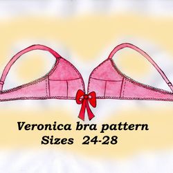 Front opening bra pattern, Veronica,Size24-28, Front closure bra pattern, Sexy lingerie pattern, Front clasp bra pattern