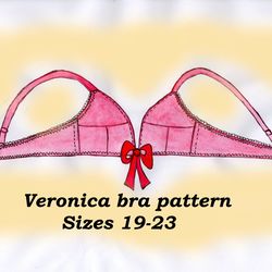 Front close bra pattern for small bust, Veronica, Sizes 19-23, Wireless bra pattern, Leisure bra pattern, Bra making