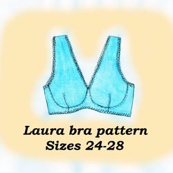 Underwire bra sewing pattern, Laura, Size 24-28, Wire bra pattern, Balconette pattern, Balcony bra pattern, Bra making