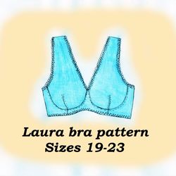 Wire bra pattern for small bust, Laura, Sizes 19-23, Underwire bra pattern, Balconette bra pattern, Balcony bra pattern