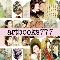 asia - 5, scrapbooking, digital paper, ephemera, tag, envelope, card, journal