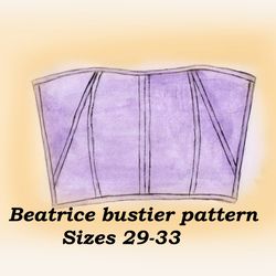 Off shoulder corset top pattern plus size, Beatrice, Sizes 29-33, Strapless bustier pattern, Boned bustier pattern