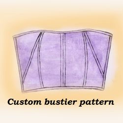 Strapless bustier pattern, Beatrice, Custom bustier pattern, Corset top pattern, Off shoulder bustier pattern