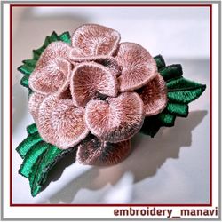 In the hoop Embroidery design 3D flower brooch "Peony"
