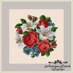 Berlin Woolwork Bouquet 30 Vintage Cross Stitch Pattern PDF