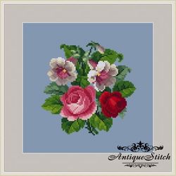 Berlin Woolwork Bouquet 31 Vintage Cross Stitch Pattern PDF Rose
