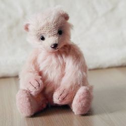 OOAK pink mohair teddy bear named Josie