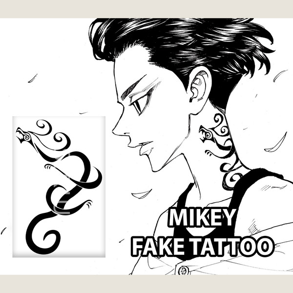 Mikey fake tattoo Tokyo Revengers anime manga Temporary sticker tats Manjiro sano Japanese kawaii gift Otaku weeb design