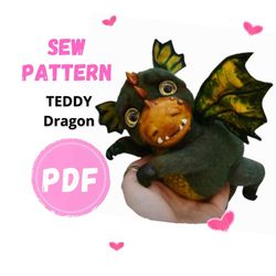 Dragon sewing pattern, Figure stuffed animal, Pattern PDF-Dragon, Plush Animal Pattern, Dinosaur, Plush Dragon