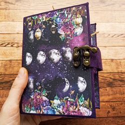 Moon junk journals for sale Witch junk journal handmade Flowers junk book homemade Thick completed journal