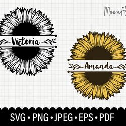 Half sunflower svg, Sunflower PNG Image for Sublimation, Flower clipart