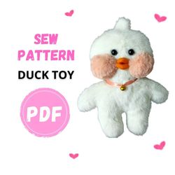 Duck toy sewing pattern | Stuffed animal pattern | PDF instant download tutorial | How to sew a duck |