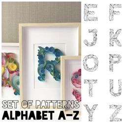 Set of patterns | Quilling templates with Alphabet A-Z