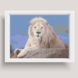 Cross stitch pattern, PDF, White Lion