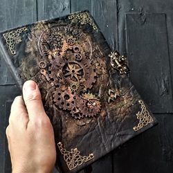 Steampunk notebook for sale Custom steampunk journal handmade aged paper