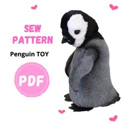 sew pattern penguin -collectible toy-posing toy-penguin cub toy-stuffed animal figurine-pdf template