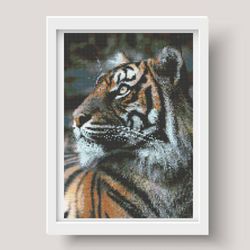 Cross stitch pattern, PDF, Tiger portrait