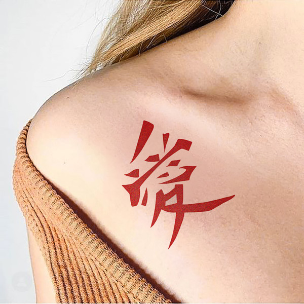 Gaara fake tattoo Naruto anime manga Temporary red sticker tats Japanese kawaii gift Otaku weeb design Hieroglyph love