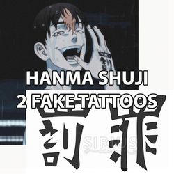 Hanma Shuji fake tattoo Tokyo Revengers anime manga Temporary sticker tats Japanese kawaii gift Otaku weeb design
