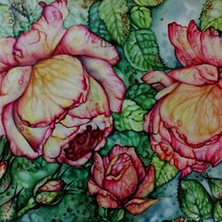 Still Life With Roses Original Watercolor Art Work On Watercolor Paper Canson 300gr