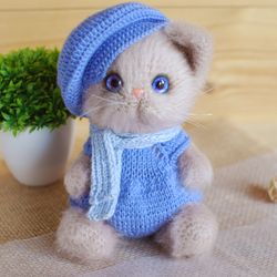 Crochet cat is stuffed toy. Amigurumi cat is cat lover gift.