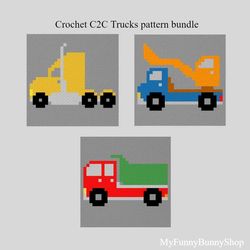 Crochet C2C Trucks pattern  bundle PDF
