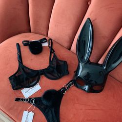 Black Bunny set, Lingerie set, Black lingerie, Strappy lingerie, Sexy lingerie, Frame lingerie