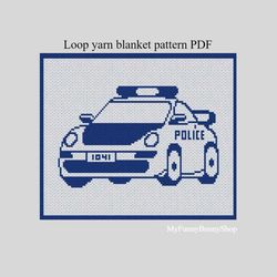Loop yarn Police Car blanket pattern PDF Download