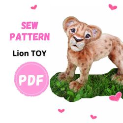 sew pattern lion cub simba -collectible toy-posing toy-lion cub toy-stuffed animal figurine-pdf