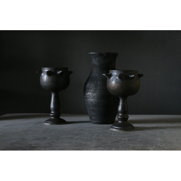 Handmade pottery goblet