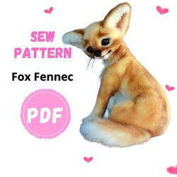 sew pattern fox fenek - fox fenek - collectible toy - posing toy - toy fenek - stuffed animal figurine-pdf pattern