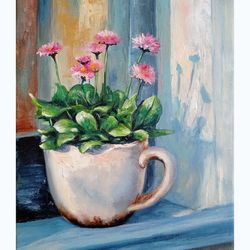 daisy painting floral original art daisy bouquet painting flower wall art small painting oil on canvas