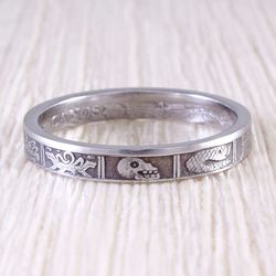 Coin Ring (Mexico) Steel Skull