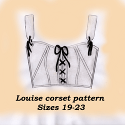 Regency era corset pattern, Louise, Size19-23, Empire top pattern, Corset crop top pattern, Front lace corset pattern