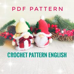 Christmas gnomes Santa Claus & Mrs Claus crochet PATTERN. Crochet Gnomes PDF Pattern English. Amigurumi gnome pdf.