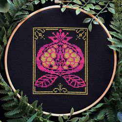 Variegated Pomegranate Cross Stitch Pattern PDF, Pastel Goth Modern Cross Stitch , Tarot Mythology Embroidery Design