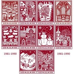 christmas sampler 1981-1990 cross stitch pattern pdf monochrome