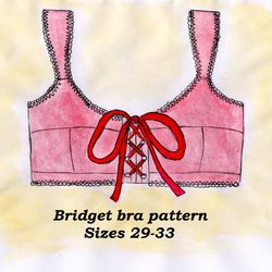 Lace up bra pattern plus size, Bridget, Sizes 29-33, Plus size bra pattern, Linen bra pattern, Cotton bra pattern