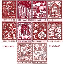 Christmas Sampler 1991-2000 Cross Stitch Pattern PDF Monochrome