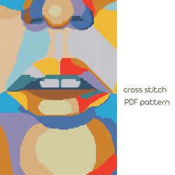 abstraction cross stitch lips cross stitch modern cross stitch cross stitch pdf pattern instant download/4/