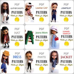 Blythe doll clothes. Set of nine PDF PATTERN for blythe doll.
