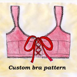 Lace up bra pattern, Bridget, Custom bra pattern, Wireless bra pattern, Front closure bra pattern, Linen bra pattern