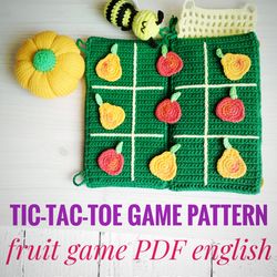 crochet pattern tic tac toe game. pdf crochet game. travel game tutorial. crochet pdf tic tac toe fruit