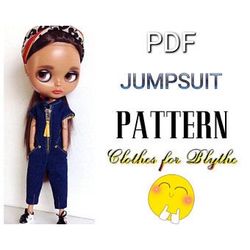 Jumpsuit PATTERN PDF for Blythe doll.