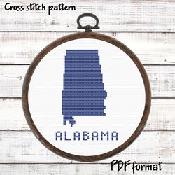 Alabama Cross Stitch Pattern, Modern Cross Stitch, State Cross Stitch USA Cross Stitch AL Cross Stitch Easy Cross Stitch
