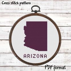 Arizona Cross Stitch Pattern, Modern Cross Stitch, State Cross Stitch USA Cross Stitch AZ Cross Stitch Easy Cross Stitch