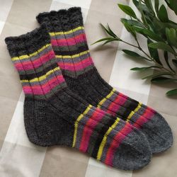Warm knitted handmade unisex socks