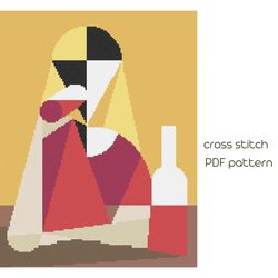 abstraction cross stitch lady cross stitch modern embroidery pdf pattern instant download funny handmade /6/